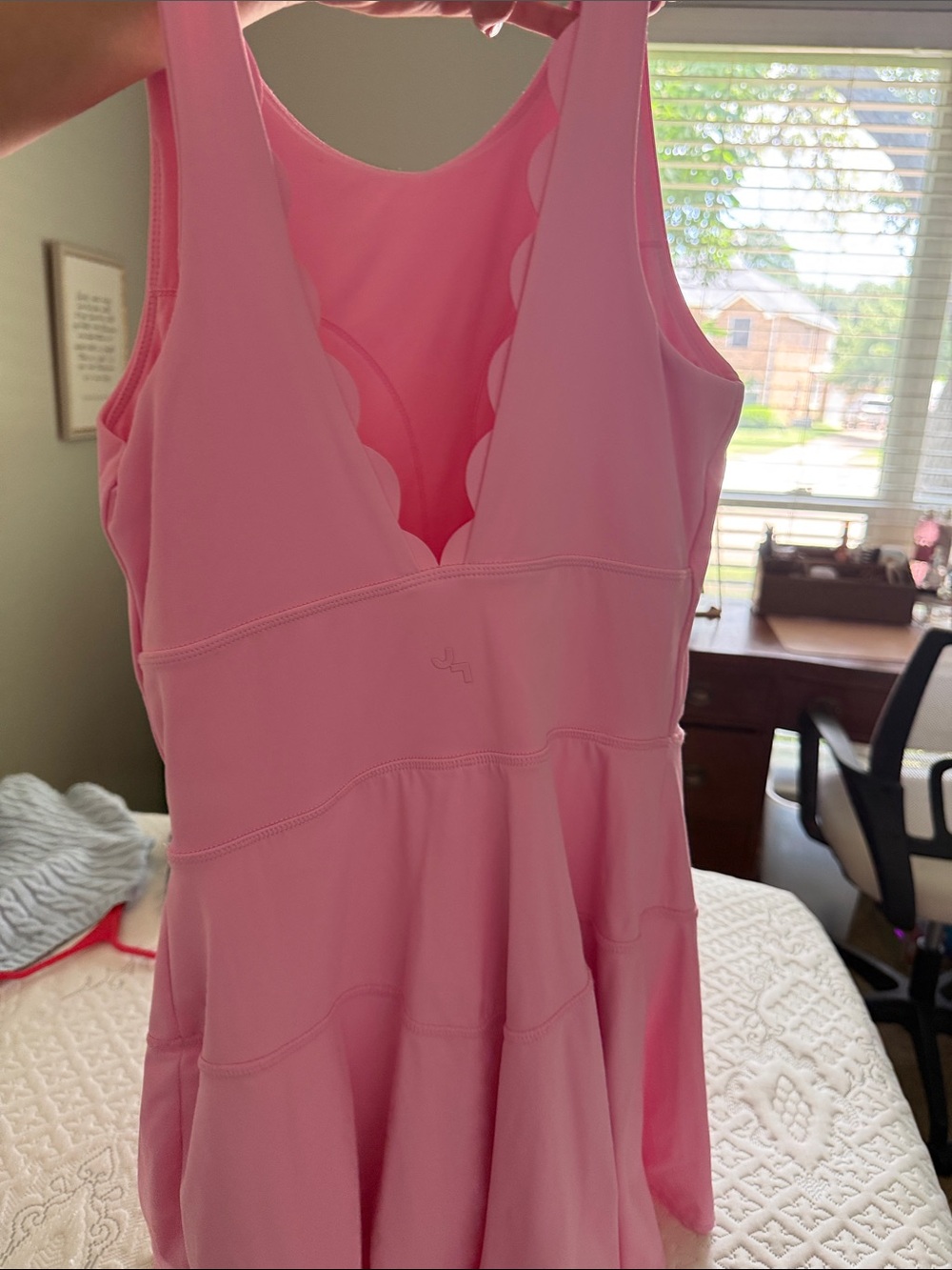 JoyLab Pink Scalloped V Dress